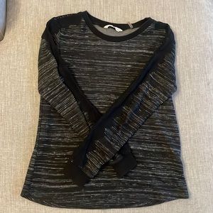 Rebecca Taylor Black Space Dye Lace Sleeve Sweater Top